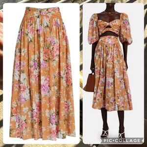 Zimmermann Pattie Floral Cotton Midi Skirt In floral print.